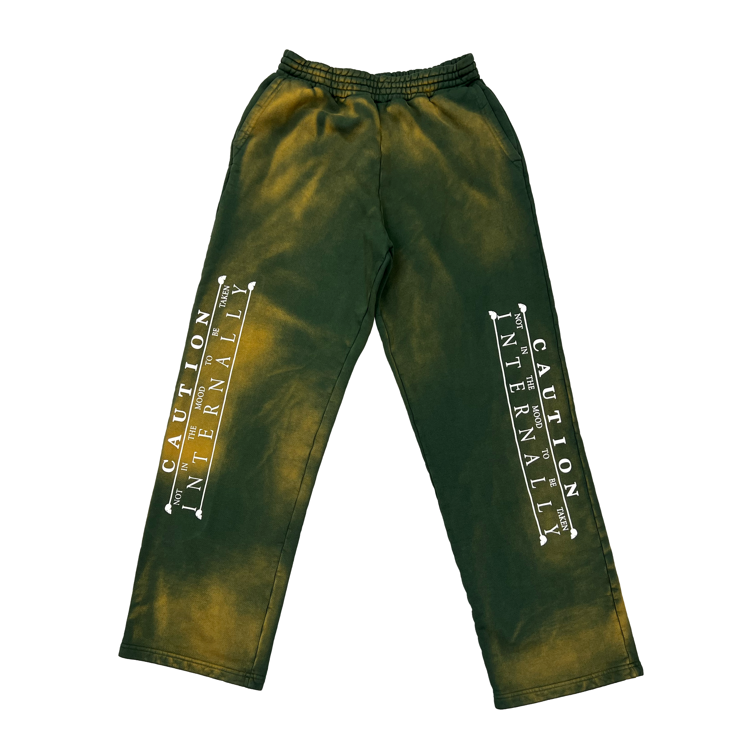 Caution Sweatpants | Green Acid Wash