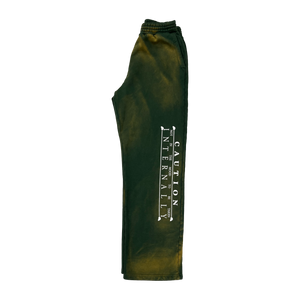 Caution Sweatpants | Green Acid Wash